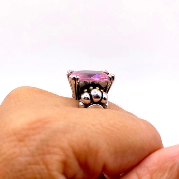 18k Gold Electroplated Citrine Tone CZ Statement Ring size 8 - Picture 8 of 8